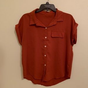 S/M Burnt Orange Short Sleeve Button Down